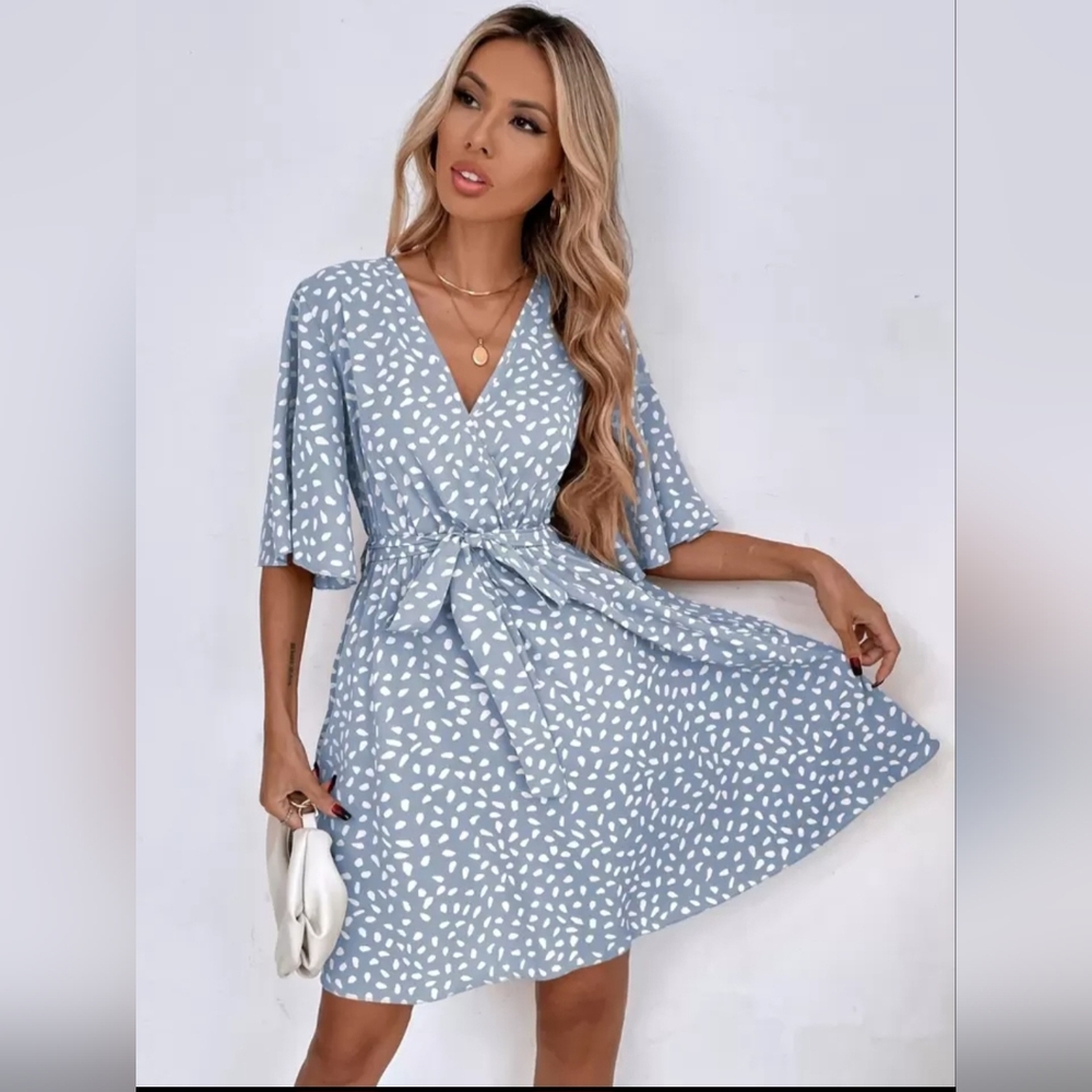 Elegant Blue Patterned Dress